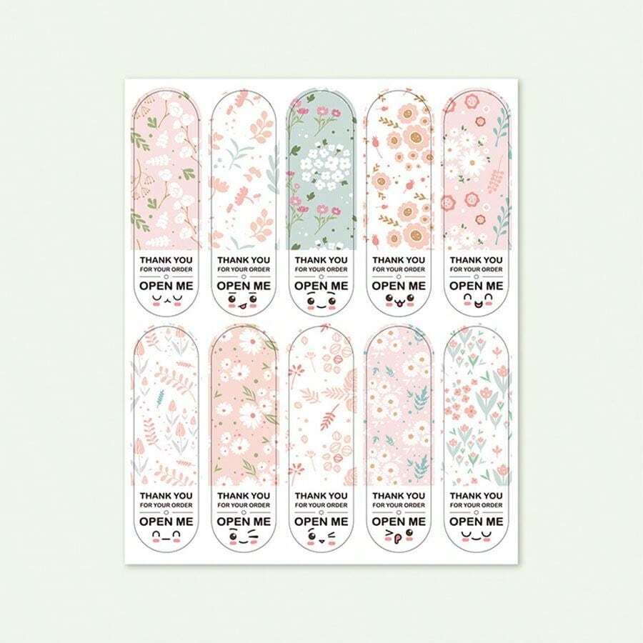 400pcs Cute Expression Rectangle Stickers Box Set, NonSticky Labels