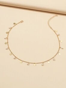 1 件优雅手工珍珠和星形链项链，适合任何场合的女性/女孩的理想礼物 - 金色 - 查看 2