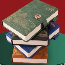 2025 Neues 200 Seiten PU-Leder Notizbuch mit Glücksbringenden Chinesischen Zeichen Verschluss, Stifthalter, Softcover, Lesezeichen, geeignet für Büro, Zuhause, Schule mit personalisiertem Softcover und Lesezeichen - perfekt für Geschäftstreffen und Collegeleben