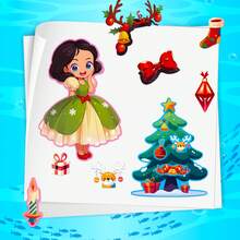 6 tờ nhãn dán Giáng sinh thú vị làm mặt, nhãn dán hoạt hình công chúa nàng tiên cá cây thông Noel, 6 kiểu tự làm nhãn dán Giáng sinh cho phần thưởng tiệc, thủ công mỹ nghệ, sổ lưu niệm máy tính xách tay - Nhiều màu - Xem 9