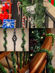1 peça 540 cm Guirlanda de Natal, Decoração de parede de árvore de Natal faça você mesmo, Guirlanda de Natal Guirlanda de pinho artificial Guirlanda verde macia para decoração de festa de casamento de Natal, Decoração de fundo de festa de Natal