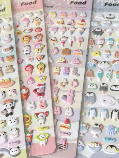 3D Mini Animal Stickers Happy Food Series Back To School,Back To School,School Supplies