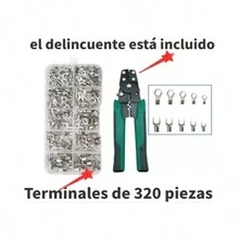 320PCS Cold Pressed Bare Terminals Set, Insulated Terminal Crimping Pliers Wire Stripper - Green - View 3