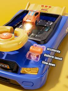 1 Set Racing Adventure Game Console With Steering Wheel, Electronic Screen, Track And Car Avoiding Toy