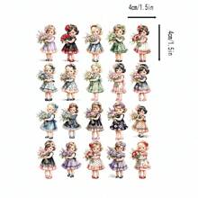 20pcs/Set Colorful Paper 4cm Flower Bouquet Girl Decorative Stickers For Scrapbooking Back To School - Multicolor - View 3