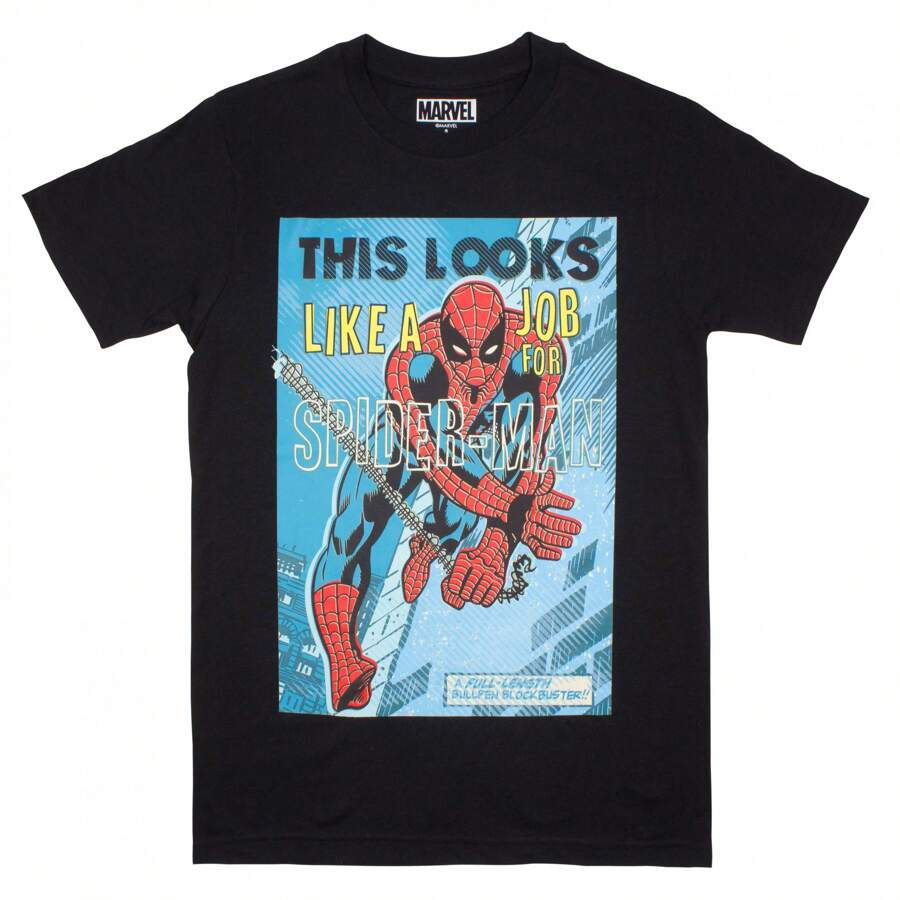 SPIDERMAN "This Looks Like A Job For" Marvel Comic T-Shirt - màu đen - Xem 1