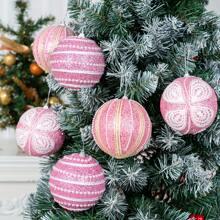2 pezzi/set di palline decorative natalizie rosa di 4 pollici (diametro 10 cm), palline natalizie rosa perlato con pezzi scintillanti, palline decorative dipinte a mano in modo creativo, decorazioni natalizie, feste natalizie, feste di compleanno, decorazioni per matrimoni, perfetti come accessori fotografici per creare l'atmosfera giusta
