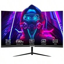 GAWFOLK Gawfolk 27 Zoll Curved Gaming Monitor 180Hz, PC Bildschirm Full HD 1080P, Rahmenloses 3000R Computerbildschirm Mit FreeSync Und Eye Care Technologie, Unterstützt VESA