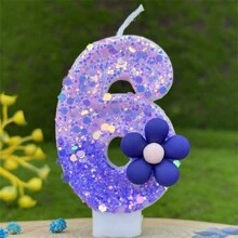 3 件/套闪闪发光的紫色花朵数字蜡烛、生日蛋糕蜡烛装饰、派对蜡烛装饰、0-9 岁数字蜡烛、氛围生日蜡烛、美丽而有创意的数字蜡烛、惊喜派对蛋糕装饰，适用于派对、婚礼、生日晚宴和餐厅氛围装饰、房间装饰、礼物、生日装饰、生日快乐、蛋糕蜡烛、房间装饰 - 多色 - 查看 16