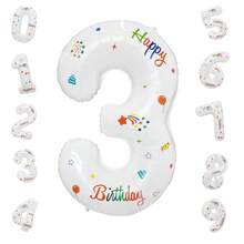 1 Bóng bay kỹ thuật số màu trắng lớn 32 inch 0-9 (Zero-Nine), Bóng bay Mylar lá kim loại số 9 lớn dùng để trang trí tiệc sinh nhật kỷ niệm, chụp ảnh, trang trí tiệc sinh nhật ngoài trời - Nhiều màu - Xem 2