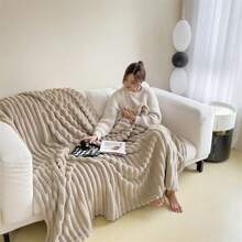 1 chiếc chăn lông hai mặt, chăn phủ ghế sofa sang trọng, chăn điều hòa đa năng thích hợp cho việc ngủ trưa tại nhà hoặc văn phòng - Màu Khaki - Xem 10