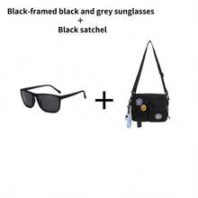 时尚太阳镜&休闲斜挎包组合套装，日常搭配，街头时尚，简洁干净，圣诞礼物 - 彩色 - 查看 13