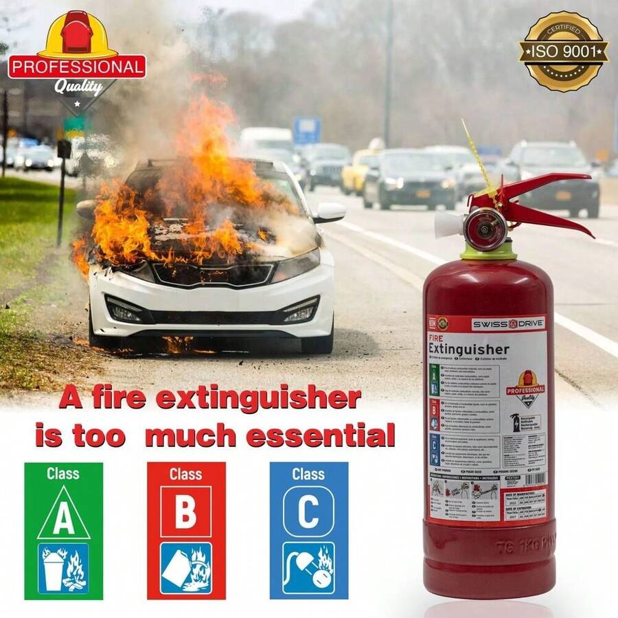Fire Extinguisher Rechargeable Home Kitchen Car 1 Kg 2.2 Lbs Portable