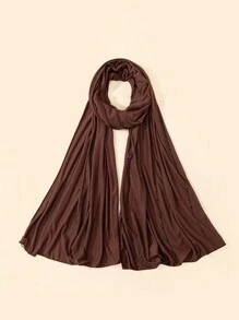 1 Stück Damen Kopftuch aus weichem Jersey mit Diamantmuster, arabischer Stil, langer konservativer Schal Einfarbig, geeignet für den täglichen Gebrauch, Strand, Urlaub - Kaffeebraun - Übersicht 2