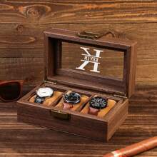 Personalized Men's Watch Box | With Drawer Watch Display Case For 3 6 12 Watches |Men Watch Box|Anniversary For Him Personalized Brown Watch Box For 3 6 10 Slot Watches, Watch Storage, Husband's Gift For Her, Friends, Workers For Anniversaries, For Valentine's Day Mother's Day Birthdays Children's Day Graduation Weddings Father's Day Housewarming School, Home, Office Back To School