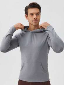 SANOPY Men's Lightweight Hoodie Long Sleeve Shirts Fishing Hiking Running Thumbhole Hooded Quick Dry - 灰色 - 查看 2