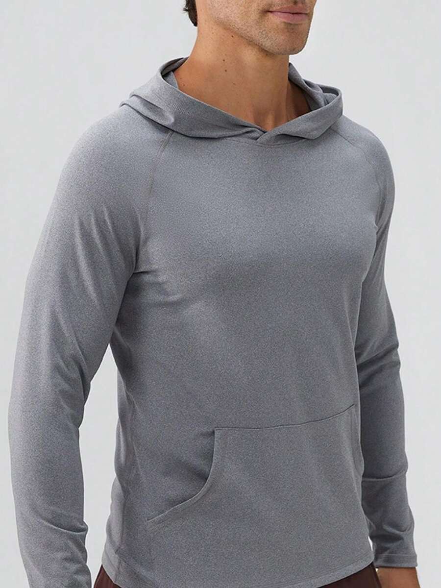 SANOPY Men's Lightweight Hoodie Long Sleeve Shirts Fishing Hiking Running Thumbhole Hooded Quick Dry - 灰色 - 查看 1