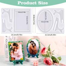 2pcs (1pc Rectangular + 1pc Oval), Resin Mold For DIY Photo Frame, Rectangular & Oval Frame Stand Mold With Base Stand, Silicone Mold For DIY Wedding, Valentine's Day, Anniversary Gift, Home Decor, Gift For Family & Friends, Holiday & Birthday Gift