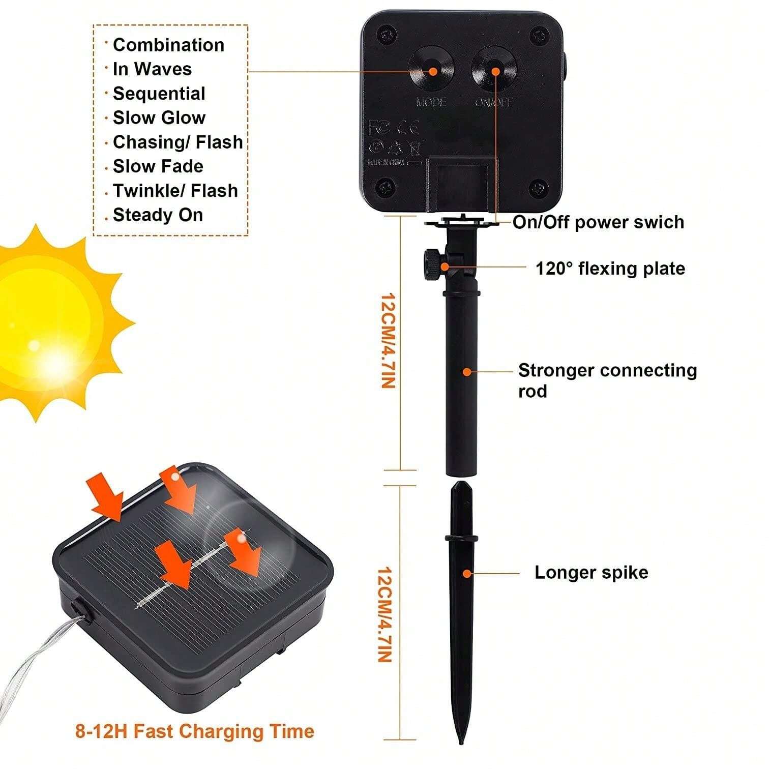 UXSIO Solar Ghost Hand Lights For Halloween Decorations 8LED 12LED