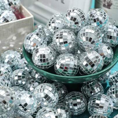 20 Pcs Mirror Disco Balls Ornament Mardi Gras Mini Small Disco Ball Hanging Decorations Reflective Ball For 70s Disco Themed Party Tree Birthday Wedding (Silver),