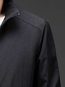 男士休闲纯色百搭户外夹克 - 黑色 - 查看 4