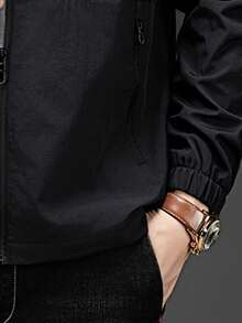 男士休闲纯色百搭户外夹克 - 黑色 - 查看 5