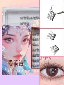 AILAISHI 60 件 D 卷易粘贴自粘睫毛 - 纤细、可重复使用的簇状睫毛 10-16 毫米，无需胶水，在家 DIY 簇状睫毛 - D - 查看 2