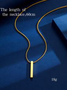 1pc Personalized Stainless Steel 3D Bar Pendant Necklace, Customized Name Necklace, Unique Gift For Men And Women