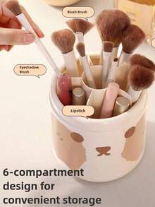 实用桌面化妆品收纳盒，大容量化妆刷和口红收纳盒，带旋转盖，防尘，可爱化妆刷架，桌面笔筒，办公及学生文具收纳盒 - 彩色 - 查看 5