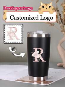 1 件定制徽标真空瓶，彩色印刷，便携式 20 盎司汽车杯，不锈钢保持饮料温度 - 多色 - 查看 1