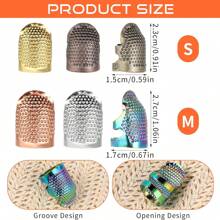 4 piezas Anillo protector ajustable de metal para el dedo, dedal protector para costura a mano, bordado, herramienta y accesorio de costura DIY