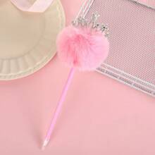 1支9.05英寸长儿童爱心皇冠毛球中性笔粉色毛绒圆珠笔小学生趣味书写工具圣诞节小礼物，返校 - 彩色 - 查看 9