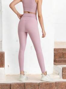Women's High Waist Seamless Leggings With Stretchy Compression Fit - 粉色 - 查看 2