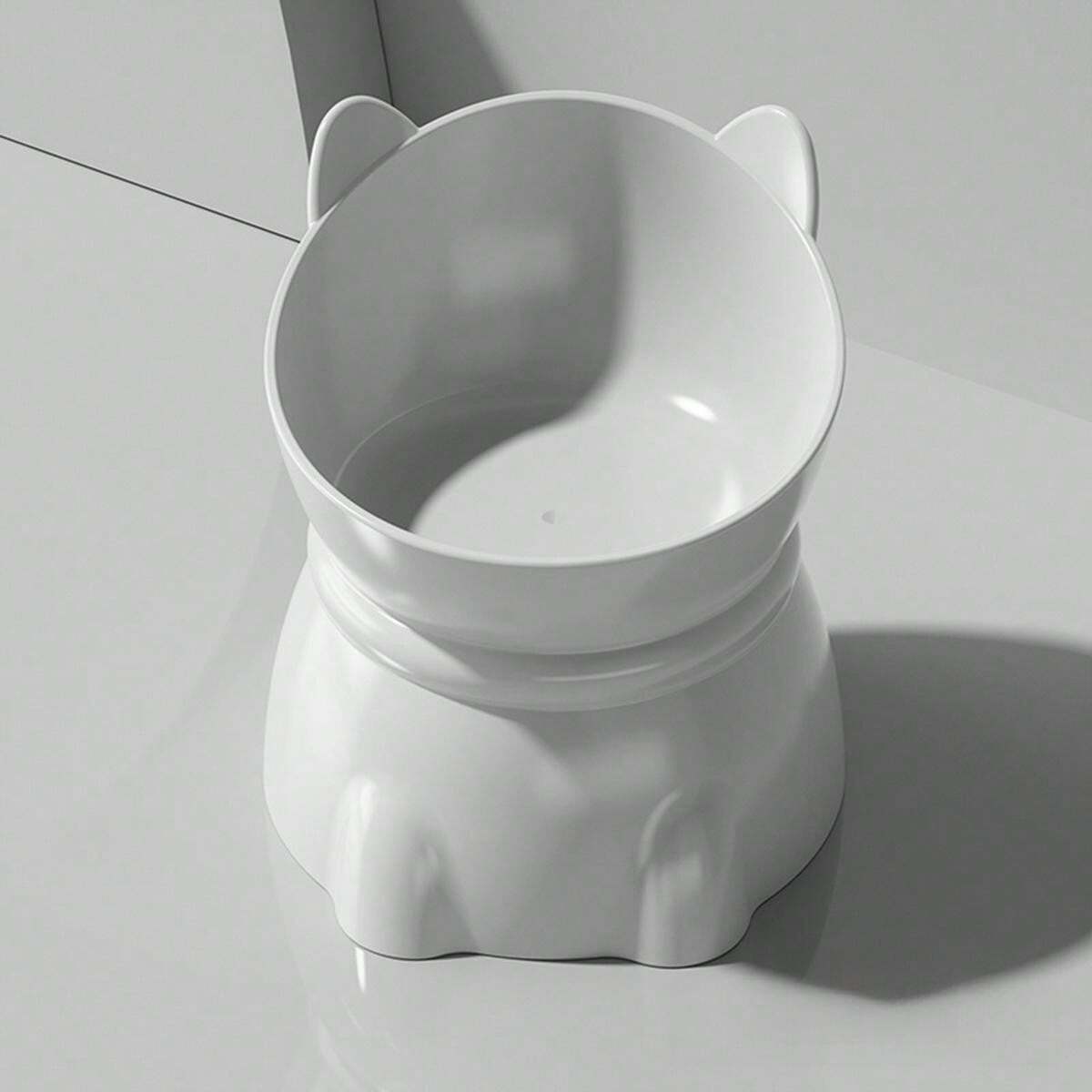 Supet 1pc Macaron Color Cute Cat & Dog Plastic Bowl, High Base, Slanted