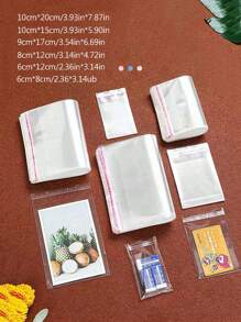 100个/套透明自粘密封塑料礼品袋，非常适合派对糖果和珠宝包装 - 無色 - 查看 5