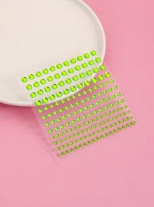 浅绿色水晶水钻贴纸，适用于面部和眼部妆容装饰，适合派对和节日，身体饰品面部宝石贴纸 - 綠色 - 查看 3