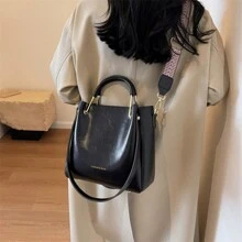 Women Large Tote Bag Crossbody Bag Multipurpose Shoulder Bag PU Synthetic Leather Fashion Elegant - 黑色 - 查看 1
