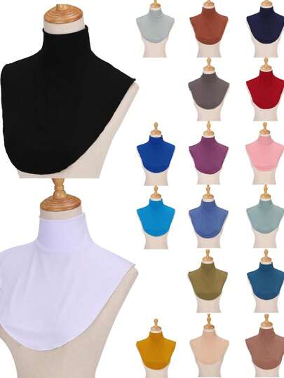 1pc Solid Color Detachable Collar Accessory, Women Faux Collar Scarf Abaya Clothing Accessories