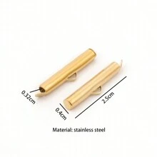 10pcs Stainless Steel Crimp End Beads Slide End Clasp With Chain Buckles Tubes Slider End Caps Connectors DIY Jewelry Accessories
