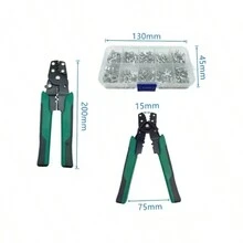 320PCS Cold Pressed Bare Terminals Set, Insulated Terminal Crimping Pliers Wire Stripper - Green - View 2
