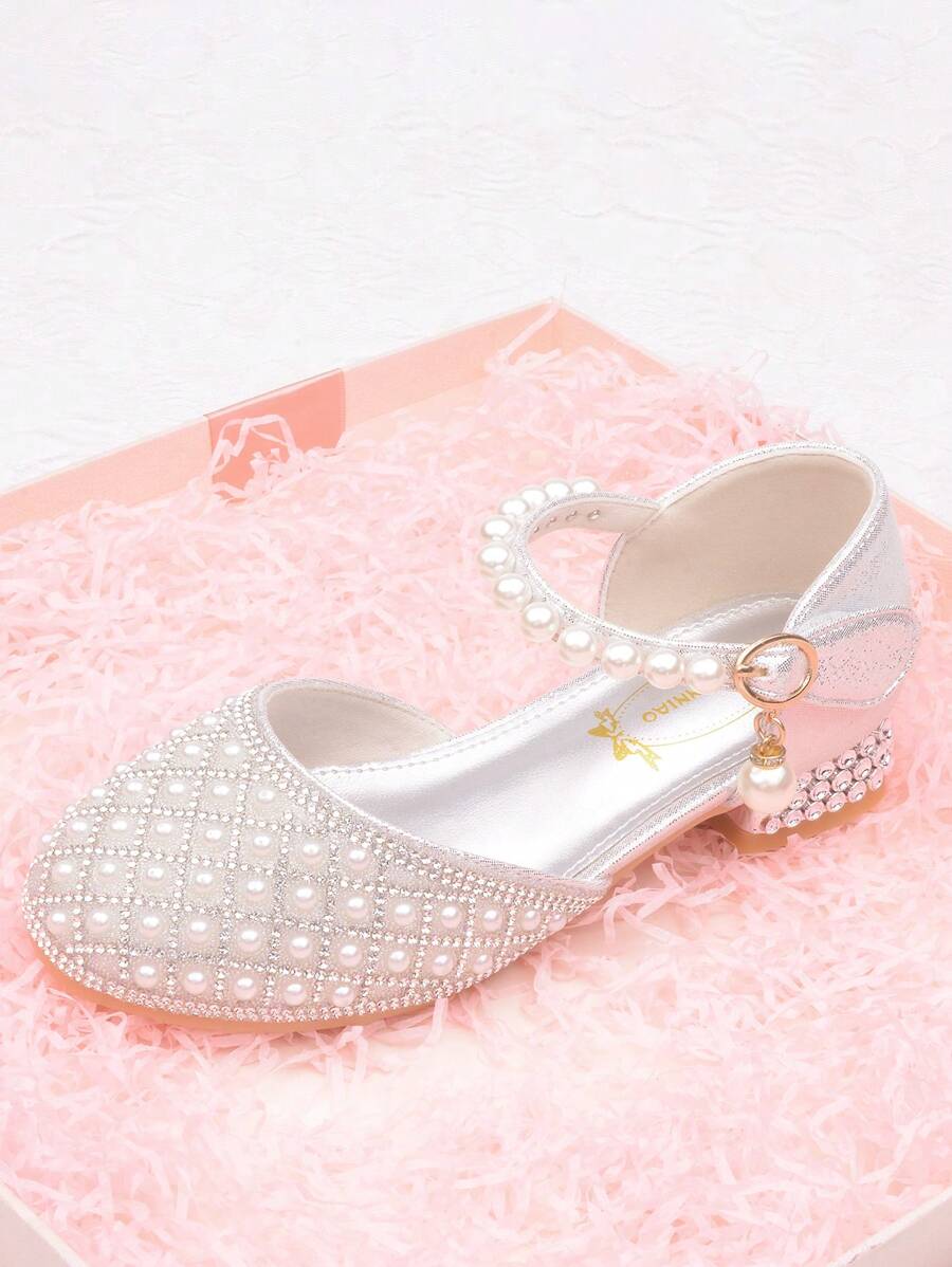 Kids Crystal High Heels Girls Princess Shoes Rhinestone Dress Shoes