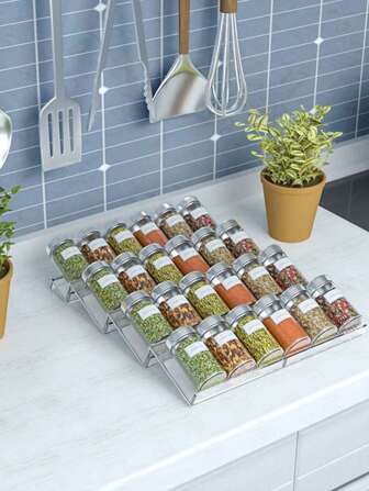 4 件可调节亚克力抽屉阶梯式调料架