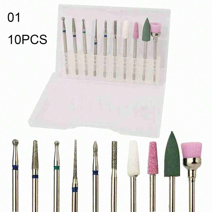 10 Pcs Carbide Diamond Nail Drill Bits Milling Cutters For Manicure