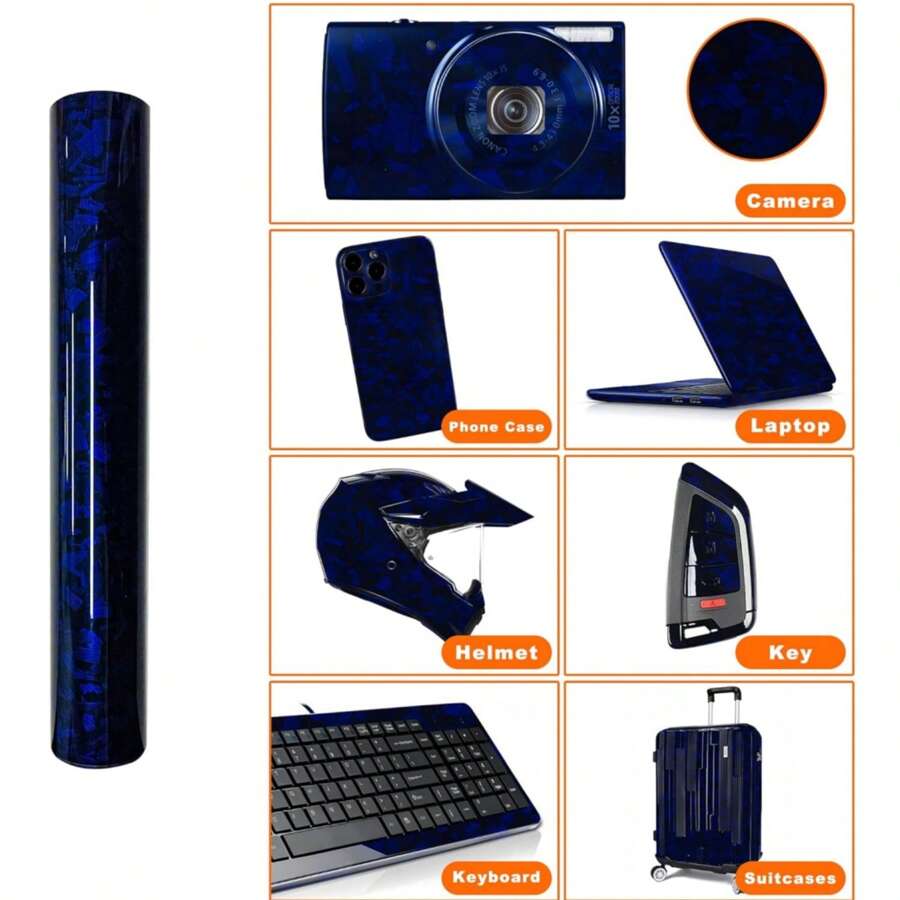 Red/Blue Carbon Fiber Vinyl Wrap, High Gloss Car Wrap Vinyl Roll