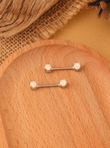 2 件装时尚欧美风格不锈钢轴女士乳头环