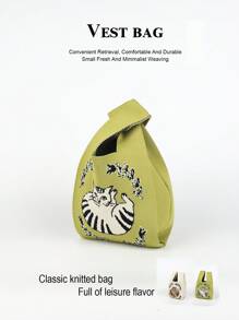 1 件可折叠猫咪印花手提包，轻便透气，可携带手机、雨伞、化妆品、书籍，适合旅行、教师礼物、朋友、女孩、女士、母亲、所有季节 - 彩色 - 查看 1