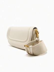 新款时尚休闲复古纯色大容量可调节肩带多功能斜挎包，适合派对、聚会、郊游、购物和日常使用，用于存放硬币、手机，也可作为白领、大学生和上班族通勤的工作包 - 米色 - 查看 4