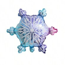 5 件 24 英寸渐变蓝紫色雪花气球，包括 18 英寸雪花印花圆形气球和银色五角星铝箔气球。适用于冰雪公主主题、圣诞节、新年、生日派对装饰 - 彩色 - 查看 4