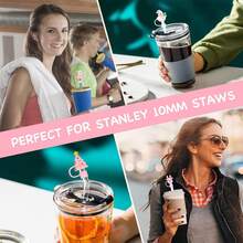 1 套/2 件 10 毫米圣诞树硅胶吸管装饰，可调节字母杯装饰，适合 30&40 盎司玻璃杯，婚礼派对杯配件，圣诞礼物 - 粉色 - 查看 5