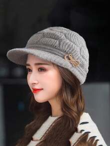 1 chiếc mũ len dệt kim polyester màu trơn hình thoi Bohemian tiệc tùng thường ngày dễ thương thanh lịch cổ điển đường phố, mùa thu/đông - mũ đèn lồng bướm - Xem 2